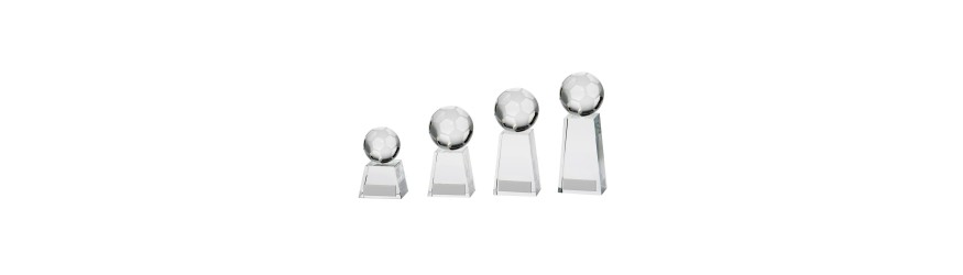 VOYAGER FOOTBALL CRYSTAL TROPHY - AVAILABLE IN 4 SIZES 9.5CM-16.5CM